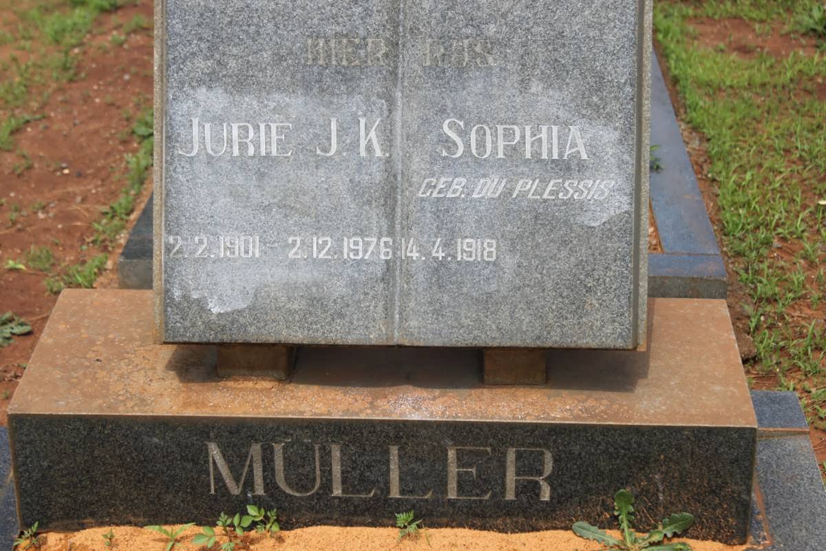 MULLER Jurie J.K. 1901-1976 &amp; Sophia DU PLESSIS 1918-