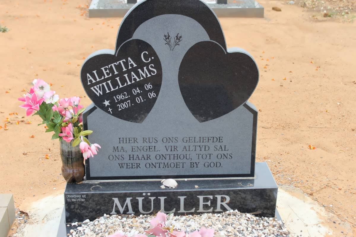 MULLER Aletta C. nee Williams 1962-2007