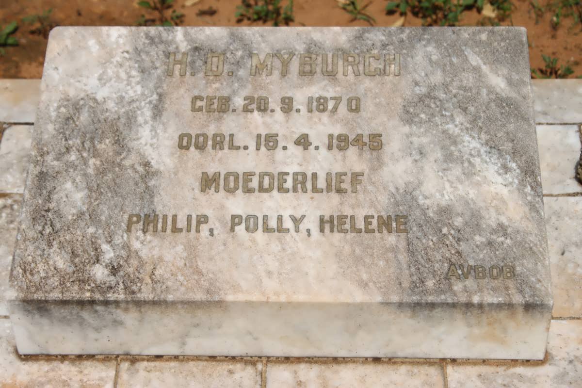 MYBURGH H.D. 1870-1945