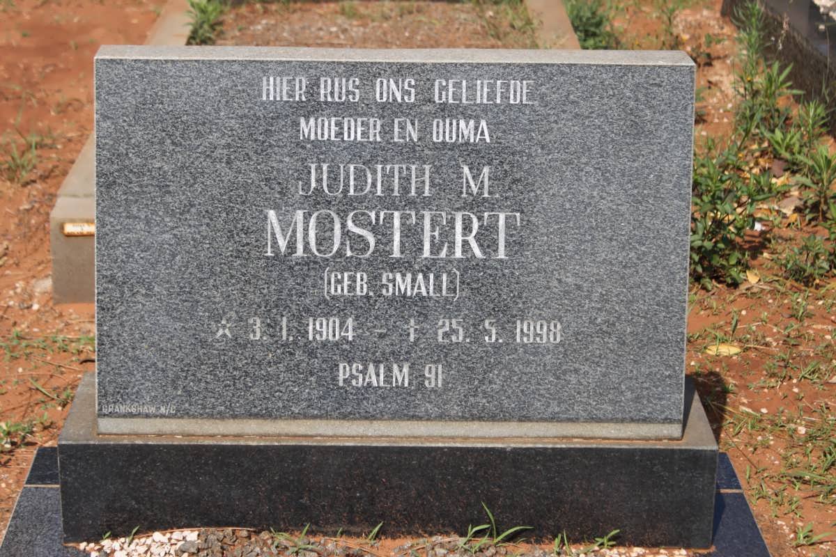 MOSTERT Judith M. nee SMALL 1904-1998