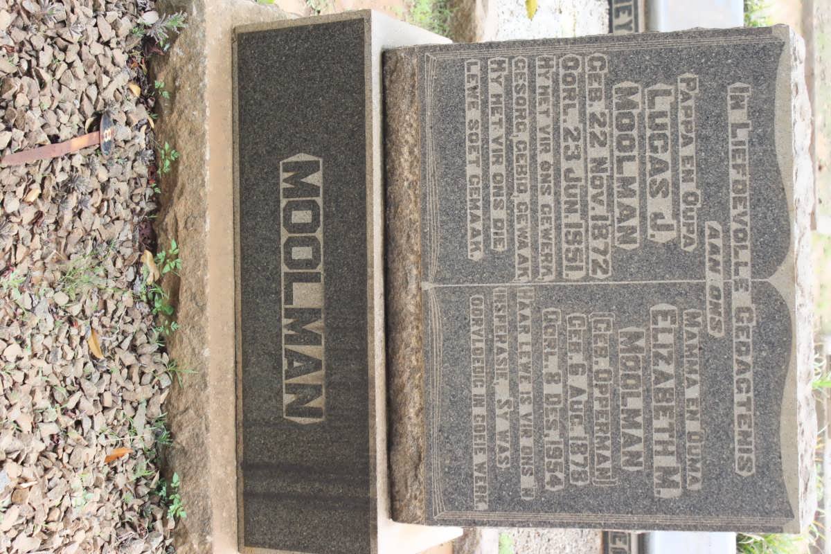 MOOLMAN Lucas J. 1872-1951 &amp; Elizabeth M.OPPERMAN 1878-1954