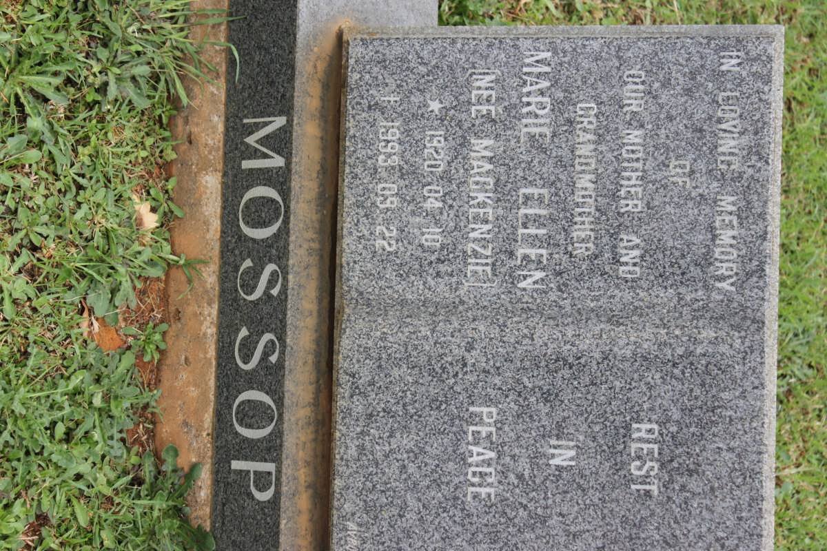MOSSOP Marie Ellen nee MACKENZIE 1920-1993