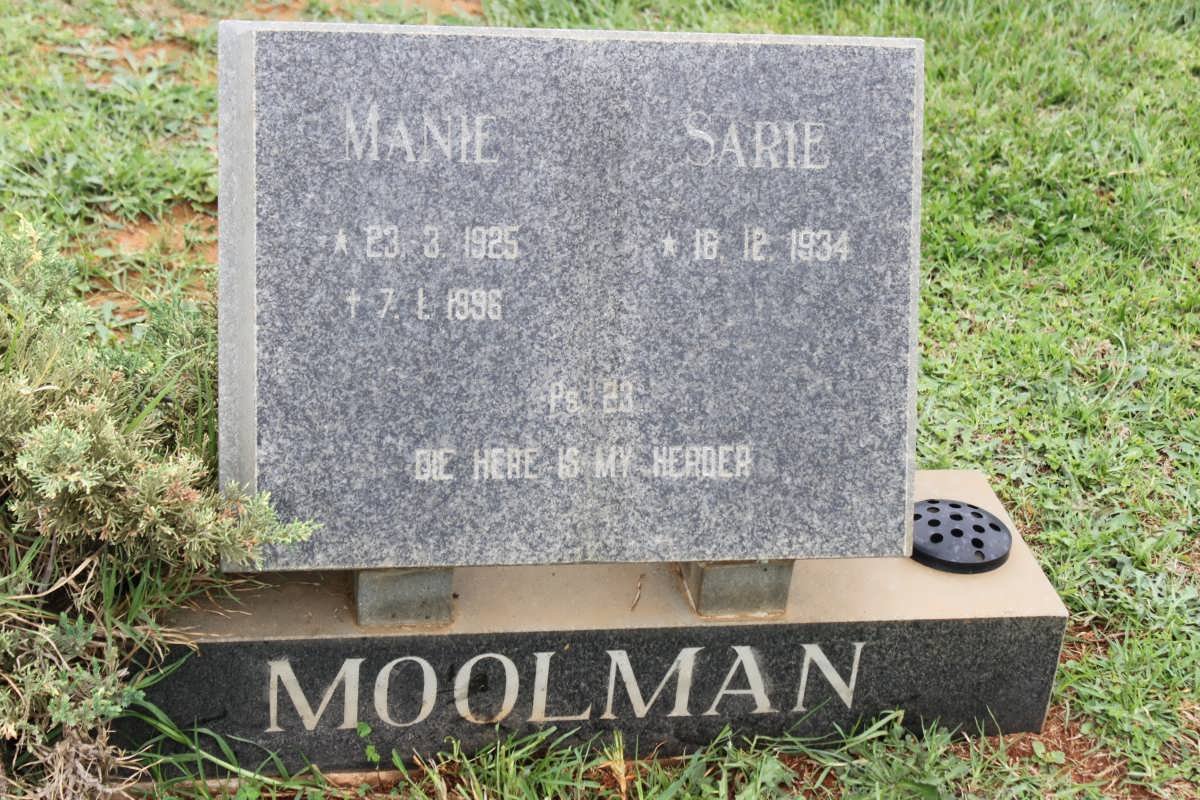 MOOLMAN Manie 1925-1996 &amp; Sarie 1934-