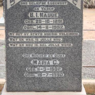 NAUDE B.I. 1891-1952 &amp; Maria C. 1902-1990