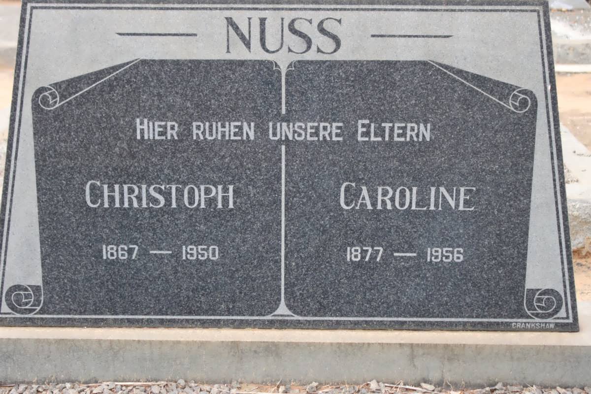 NUSS Christoph 1867-1950 &amp; Caroline 1877-1956