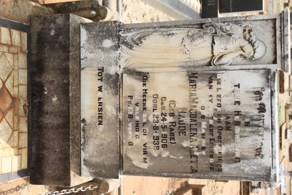NAUDE Maria Magdalena Aletta nee RABE 1906-1938