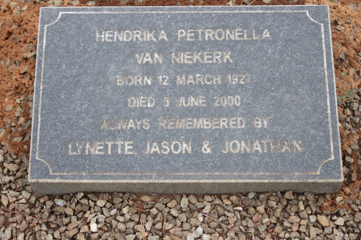 NIEKERK Hendrika Petronella, van 1927-2000