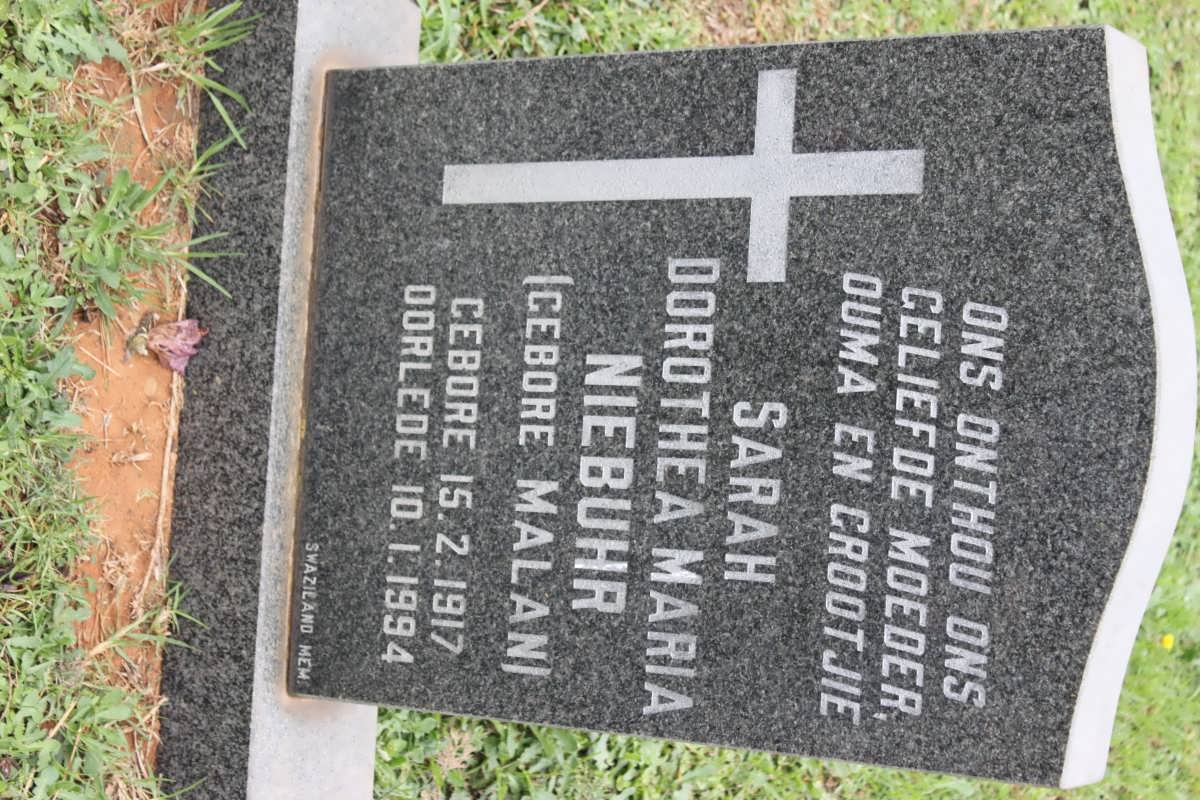 NIEBUHR Sarah Dorothea Maria nee MALAN 1917-1994