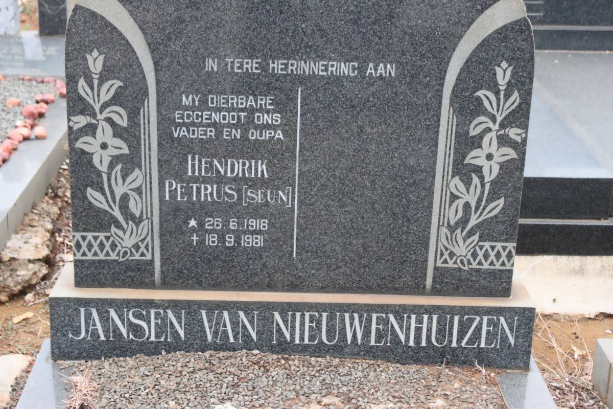 NIEUWENHUIZEN Hendrik Petrus, Jansen van 1918-1981