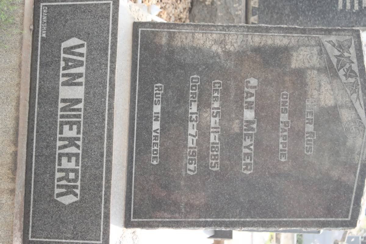 NIEKERK Jan Meyer, van 1885-1967