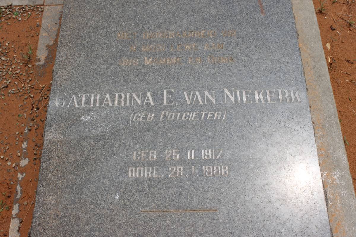 NIEKERK Catharina E, van nee POTGIETER 1917-1988