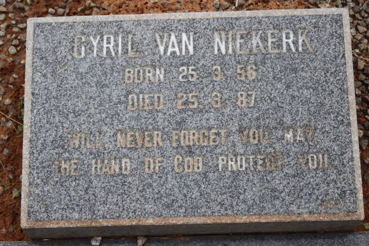 NIEKERK Cyril, van 1956-1987