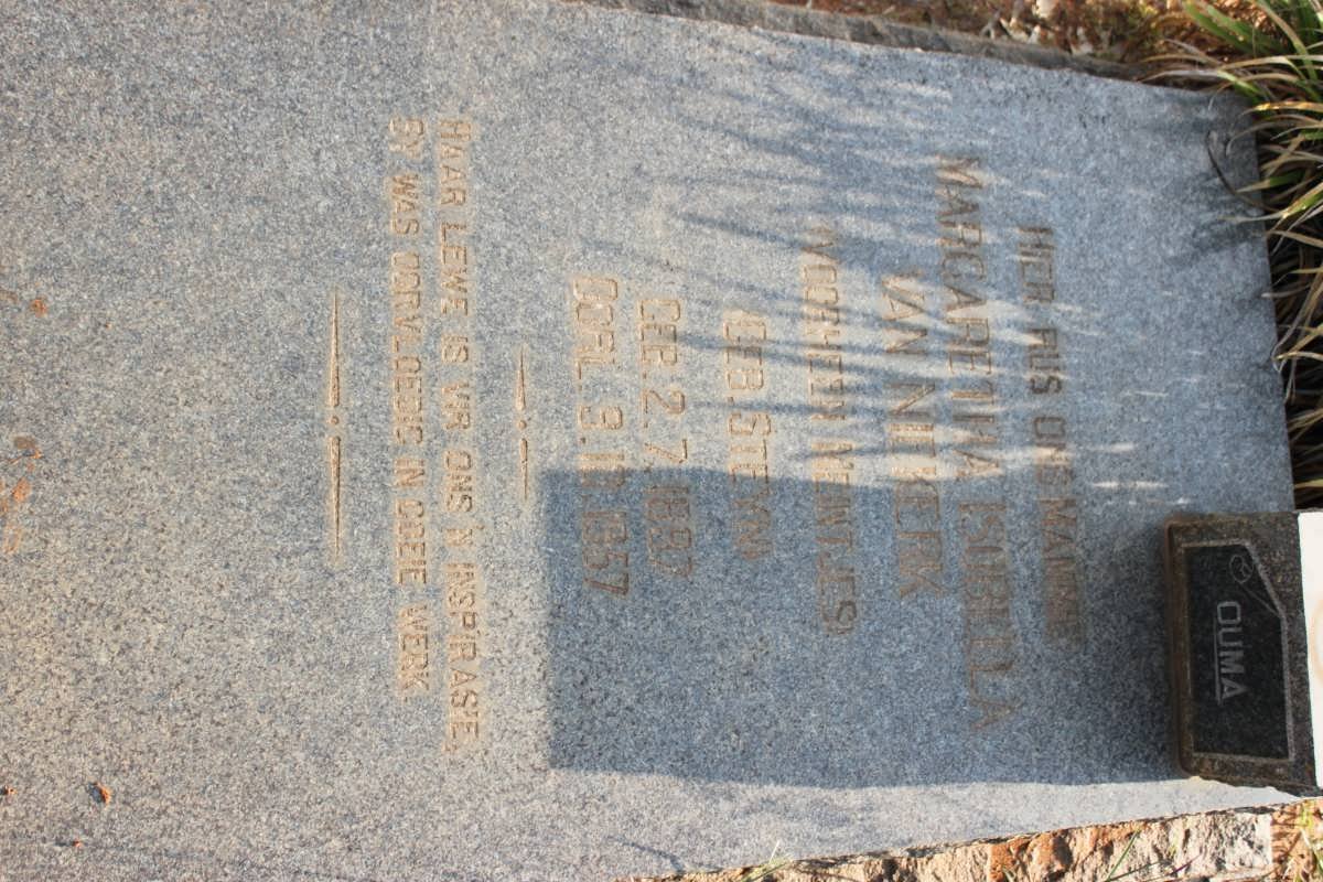 NIEKERK Margaretha Isobella, van formerly MEINTJIES nee STEYN 1897-1957