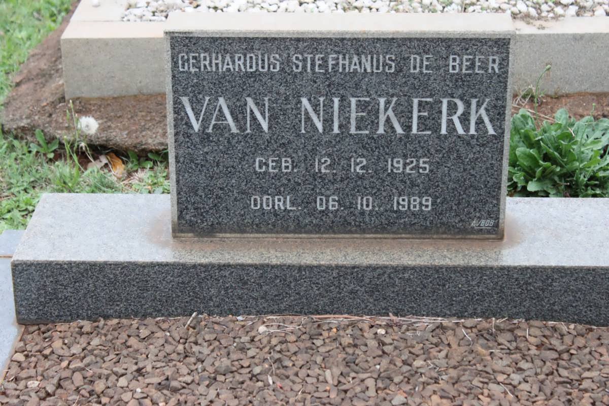 NIEKERK Gerhardus Stefhanus de Beer, van 1925-1989