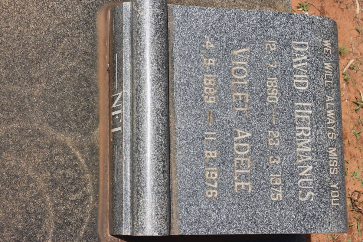 NEL David Hermanus 1890-1975 &amp; Violet Adele 1889-1976