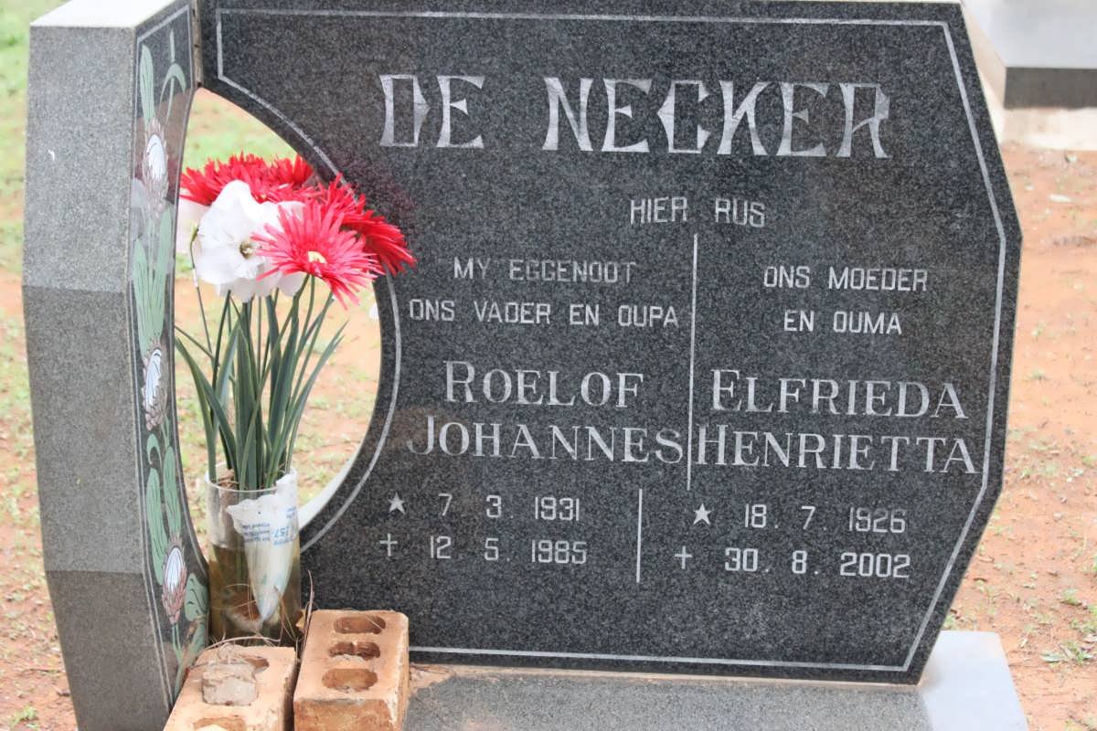 NECKER Roelof Johannes, de 1931-1985 &amp; Elfrieda Henrietta 1926-2002