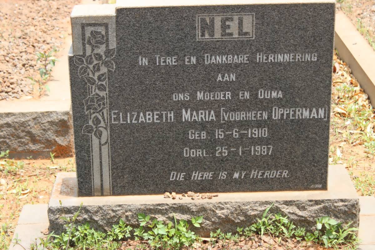NEL Elizabeth Maria, formerly OPPERMAN 1910-1987