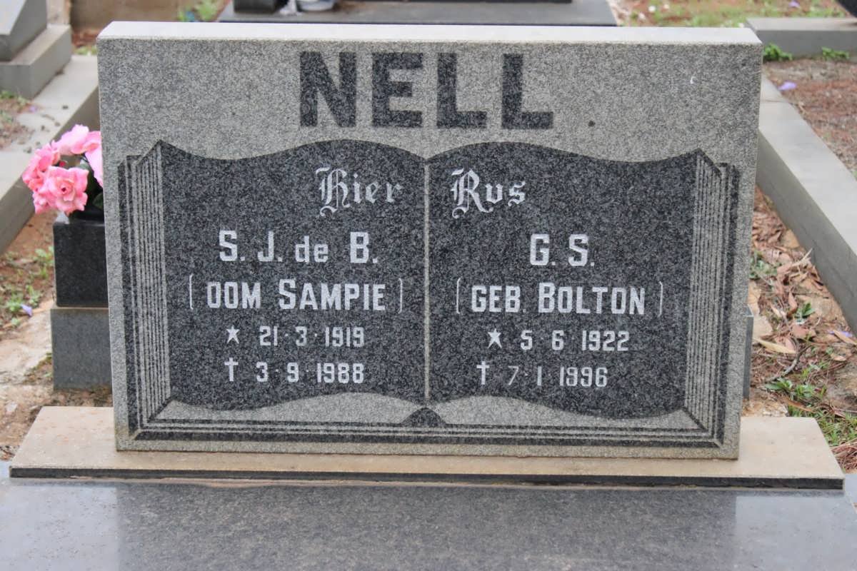 NELL S.J. de B. 1919-1988 &amp; G.S. BOLTON 1922-1996