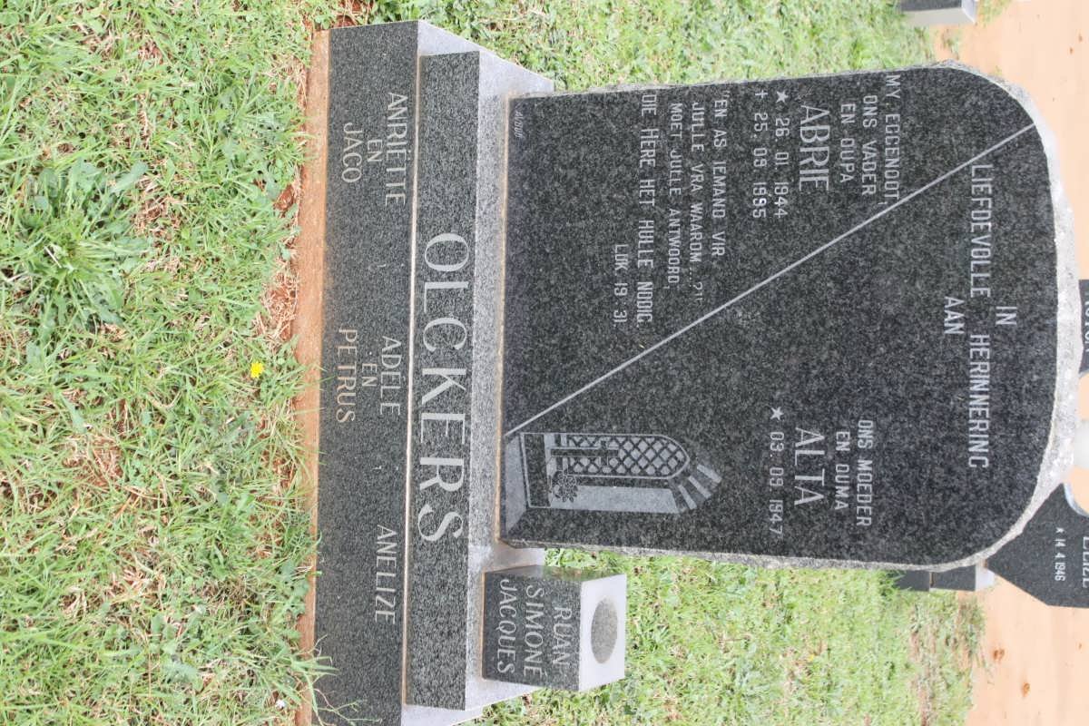 OLCKERS Abrie 1944-1995 &amp; Alta 1947-