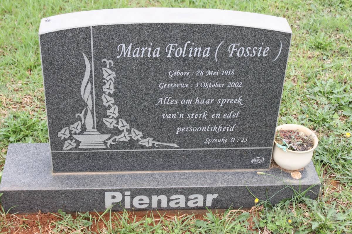 PIENAAR Maria Folina 1918-2002