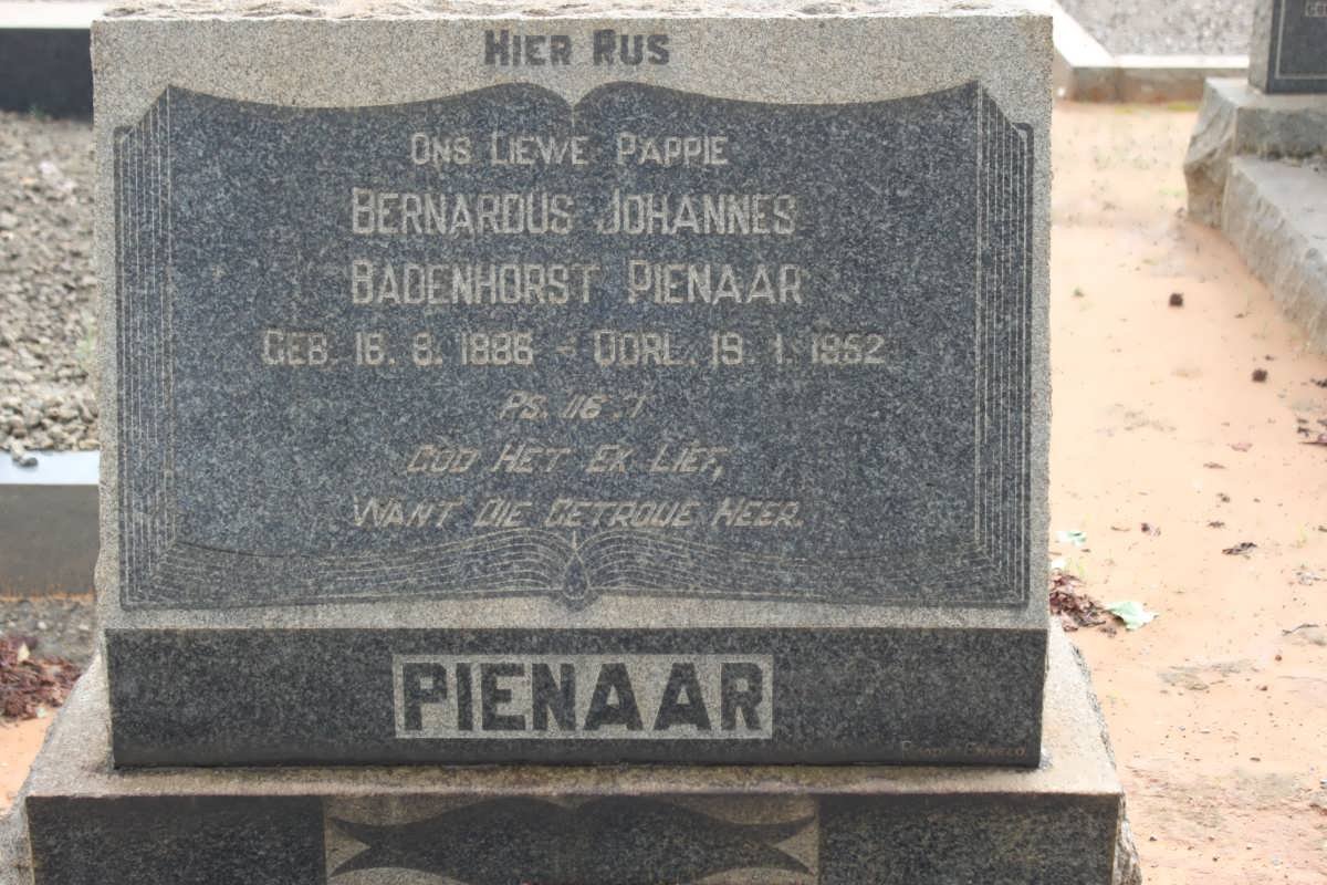 PIENAAR Bernardus Johannes Badenhorst 1886-1952