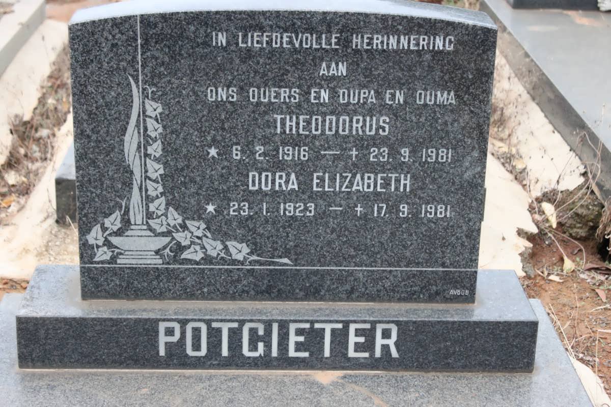 POTGIETER Theodorus 1916-1981 &amp; Dora Elizabeth 1923-1981
