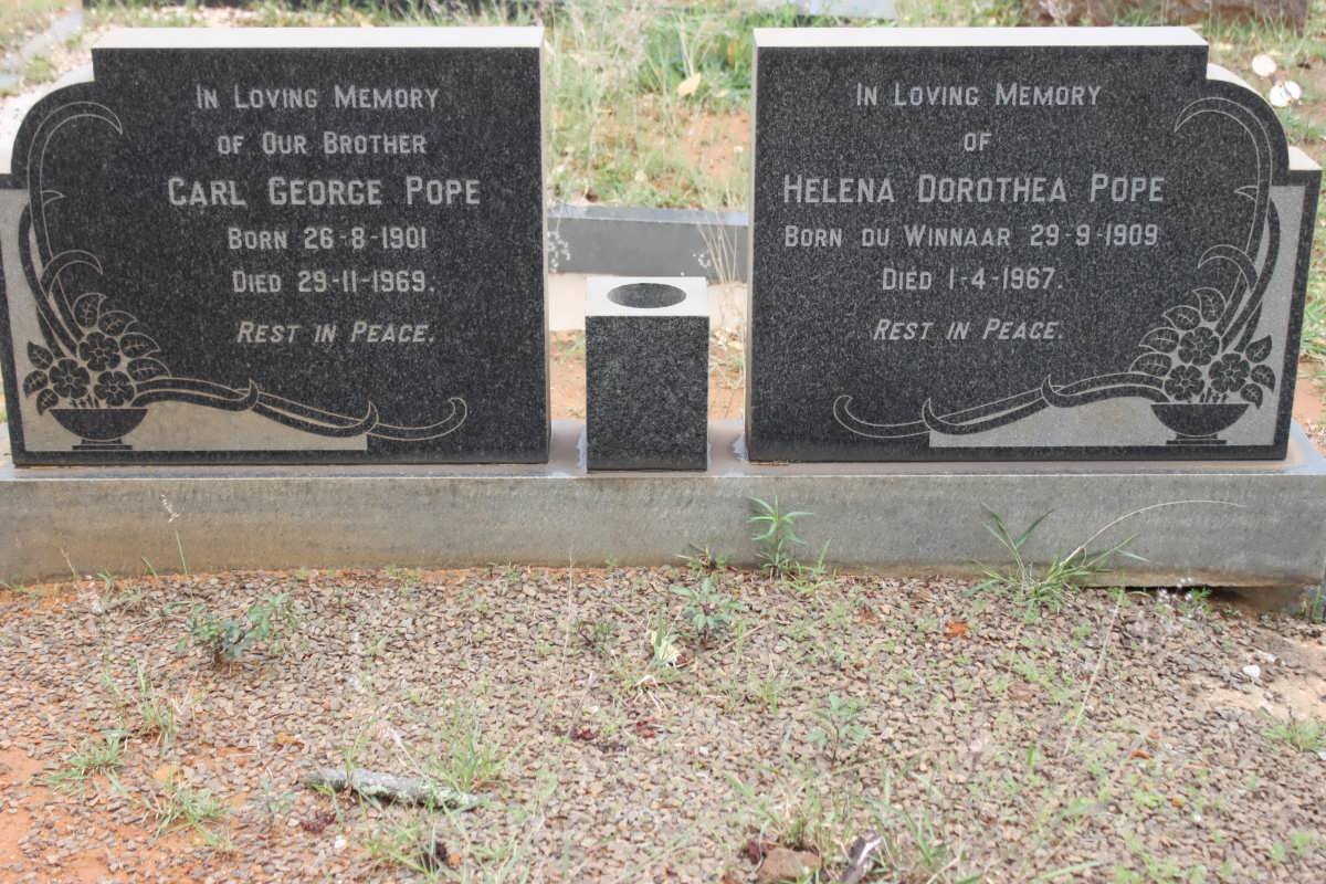 POPE Carl George 1901-1969 &amp; Helena Dorothea DU WINNAAR 1909-1967
