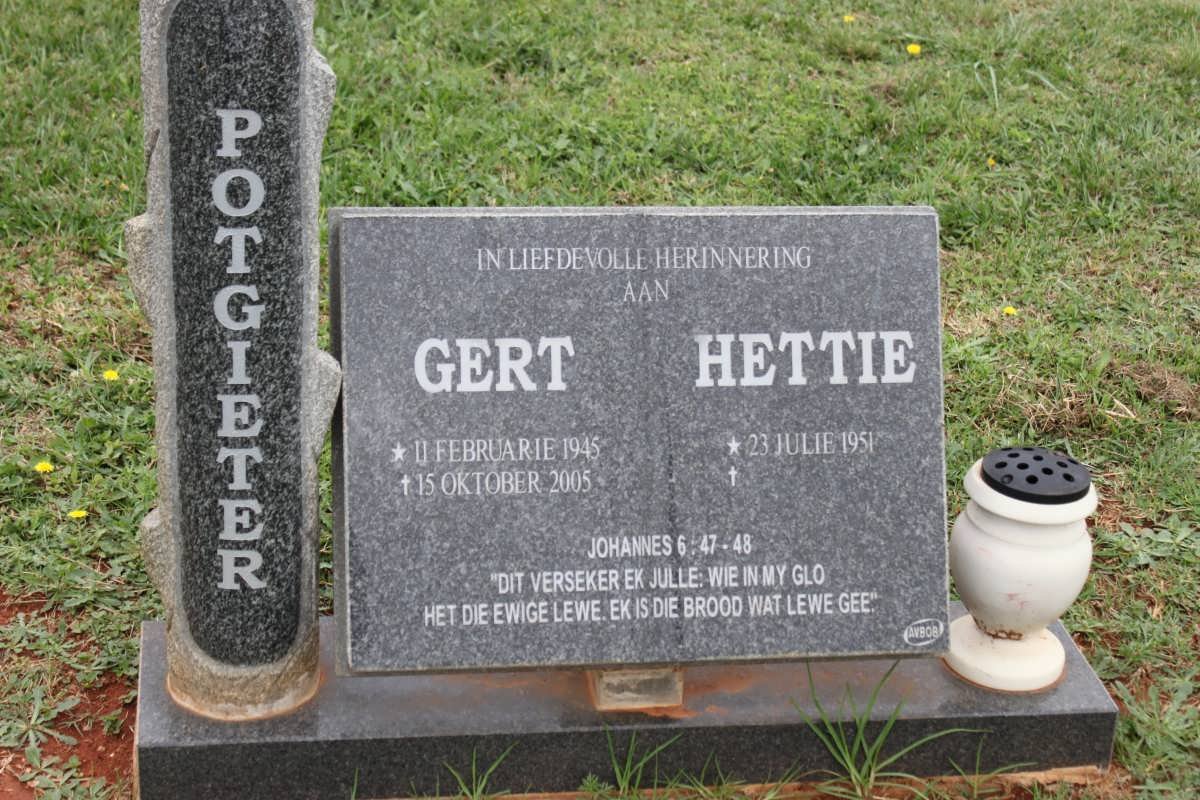 POTGIETER Gert 1945-2005 &amp; Hettie 1951-