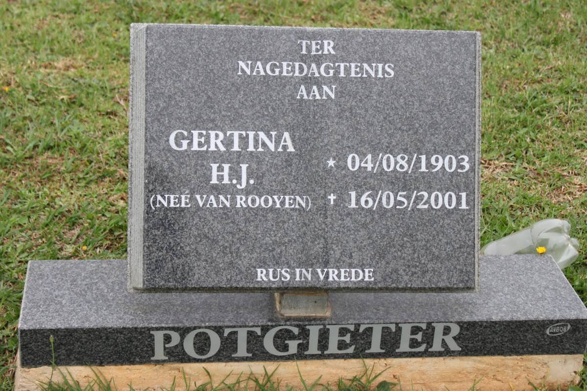 POTGIETER Gertina H.J. nee VAN ROOYEN 1903-2001