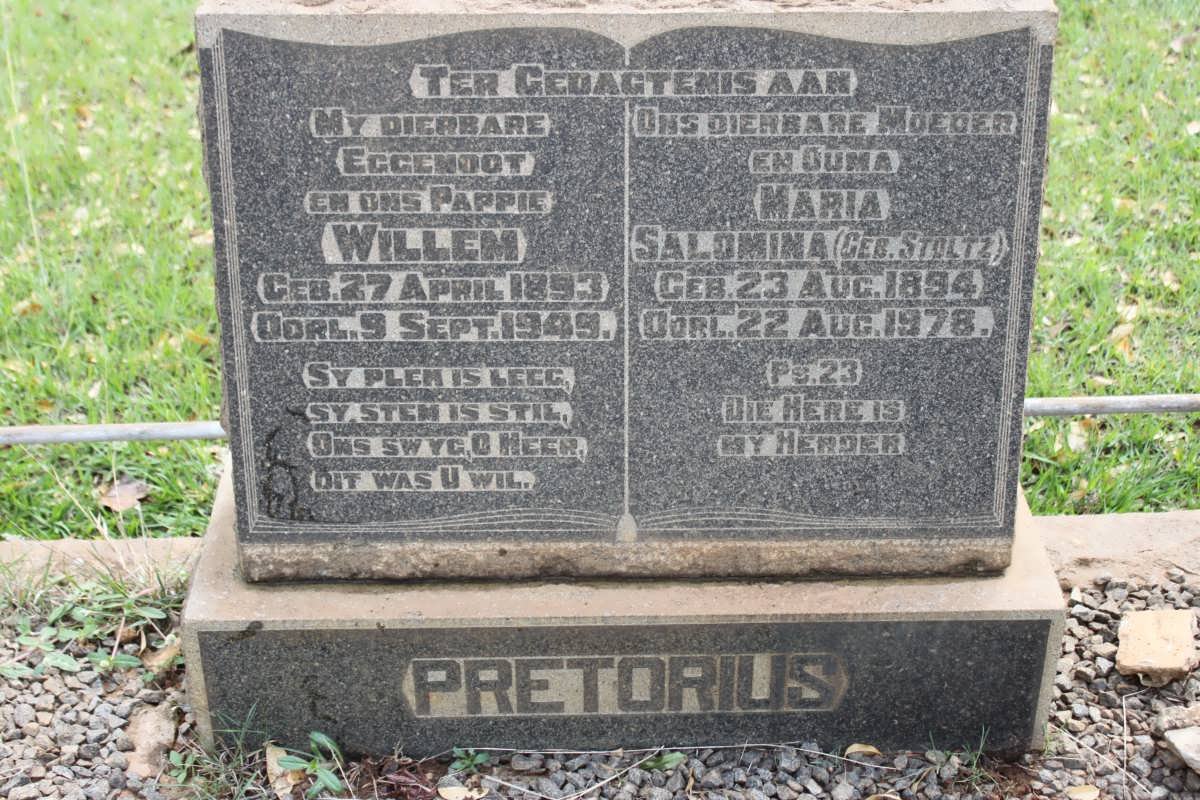PRETORIUS Willem 1893-1949 &amp; Salomina STOLTZ 1894-1978