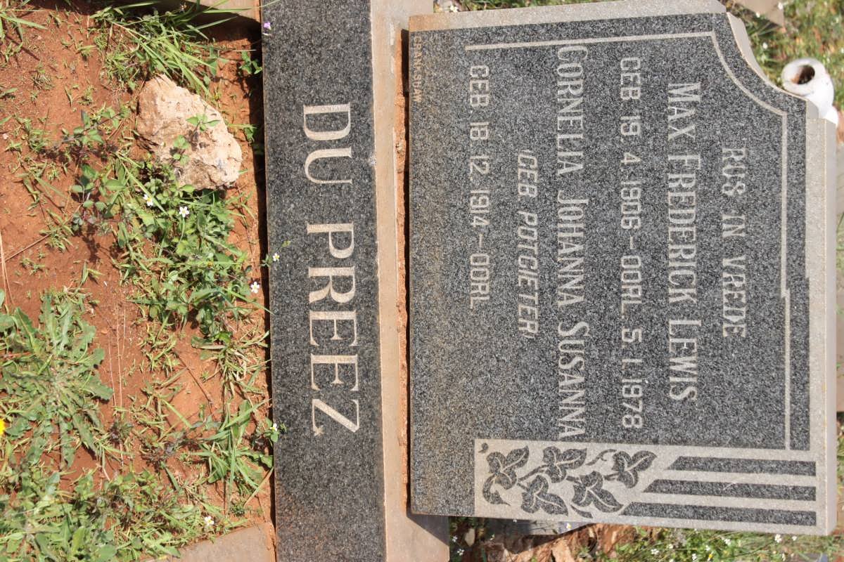 PREEZ Max Frederick Lewis, du 1906-1978 &amp; Cornelia Johanna Susanna POTGIETER 1914-