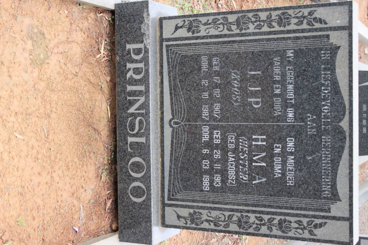 PRINSLOO J.J.P. 1907-1987 &amp; H.M.A. JACOBSZ 1913-1989