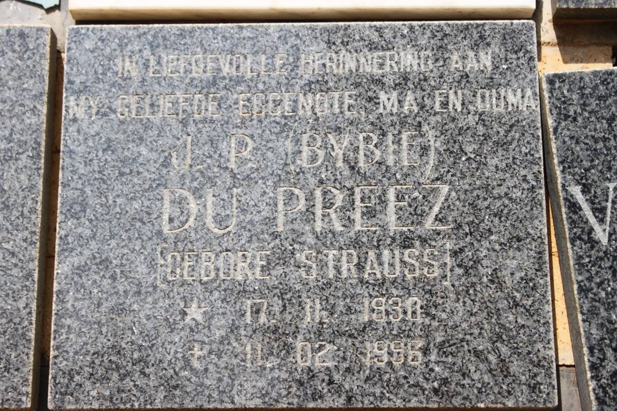 PREEZ J.P., du nee STRAUSS 1930-1996