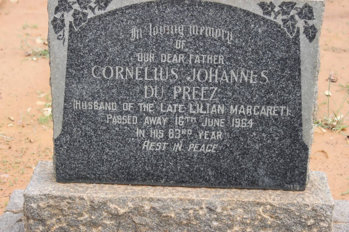 PREEZ Cornelius Johannes, du -1964