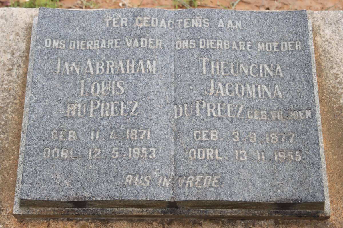 PREEZ Jan Abraham Louis, du 1871-1953 &amp; Theuncina Jacomina VILJOEN 1877-1955