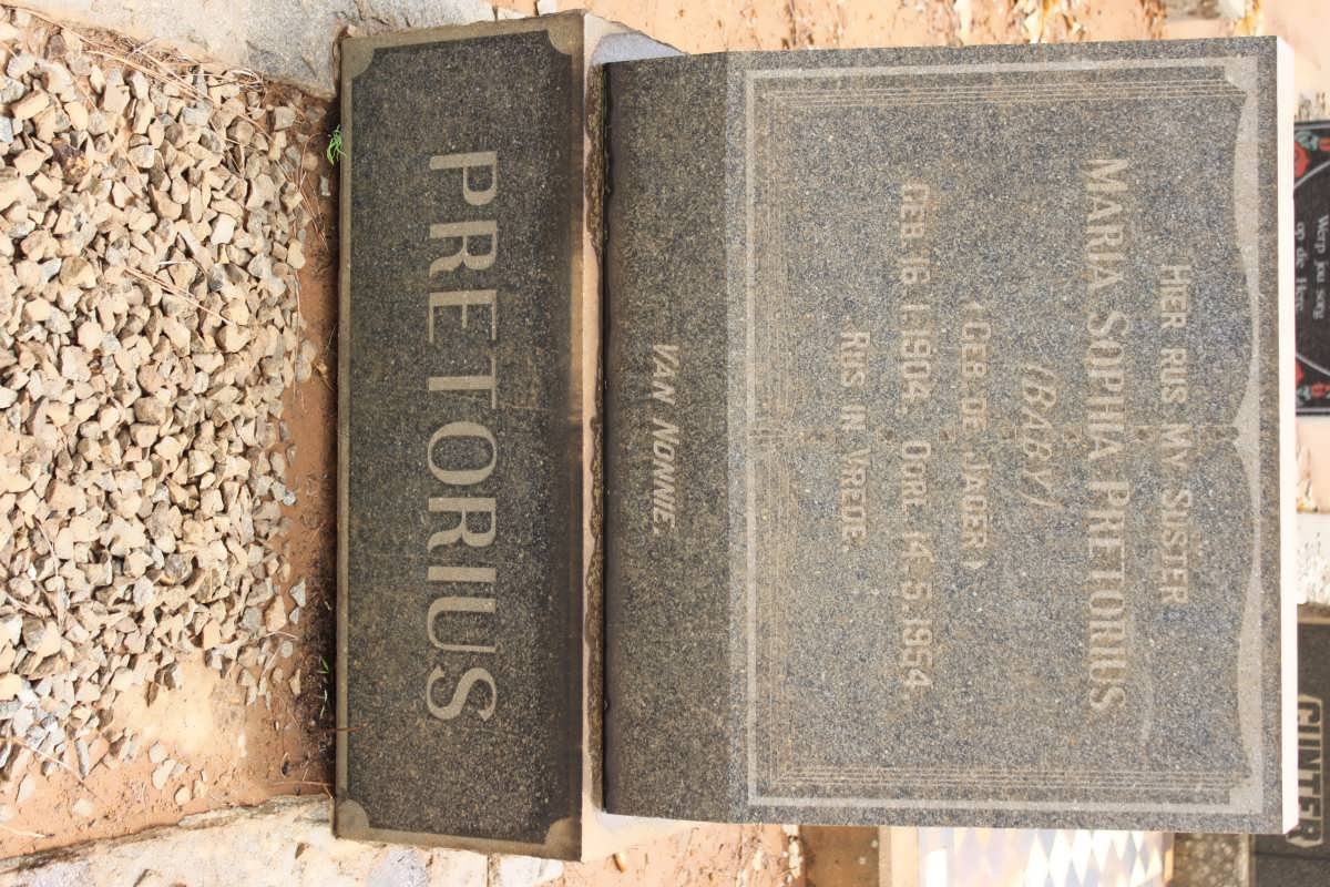 PRETORIUS Maria Sophia nee DE JAGER 1904-1954