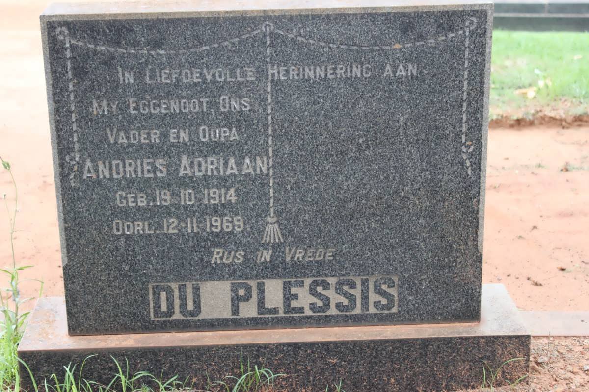 PLESSIS Andries Adriaan, du 1914-1969