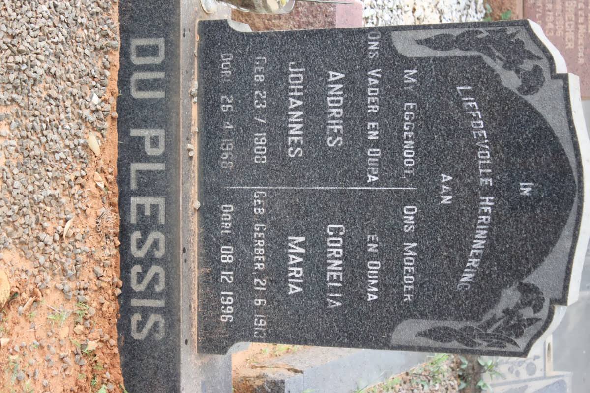 PLESSIS Andries Johannes, du 1908-1968 &amp; Cornelia Maria 1903-1996