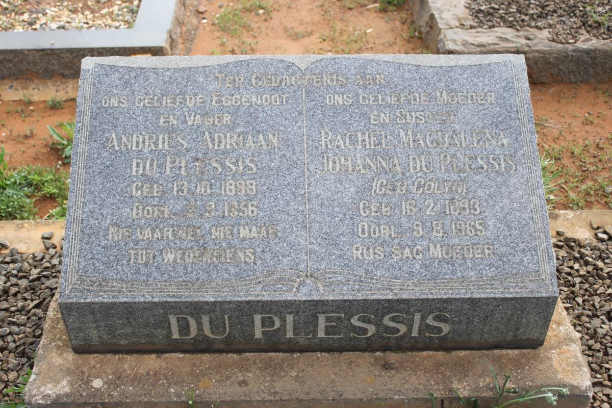 PLESSIS Andries Adriaan, du 1899-1956 &amp; Rachel Magdalena Johanna COLYN 1893-1965