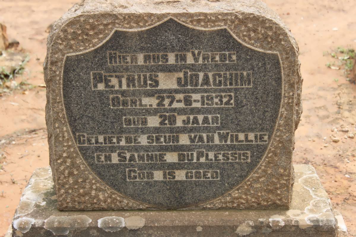 PLESSIS Petrus Joachim, du -1932