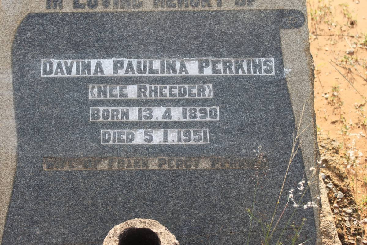 PERKINS Davina Paulina nee RHEEDER 1890-1950