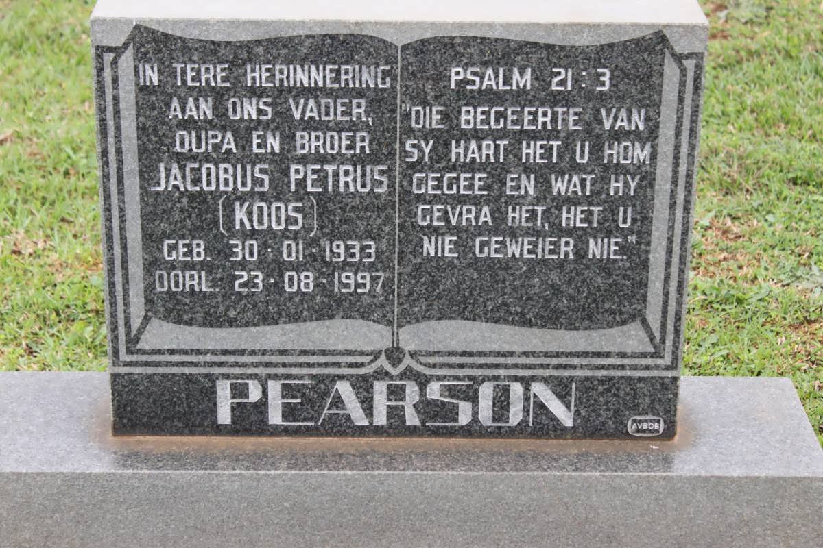 PEARSON Jacobus Petrus 1933-1997