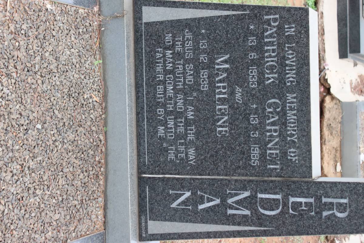 REDMAN Patrick Garnet 1933-1985 &amp; Marlene 1939-