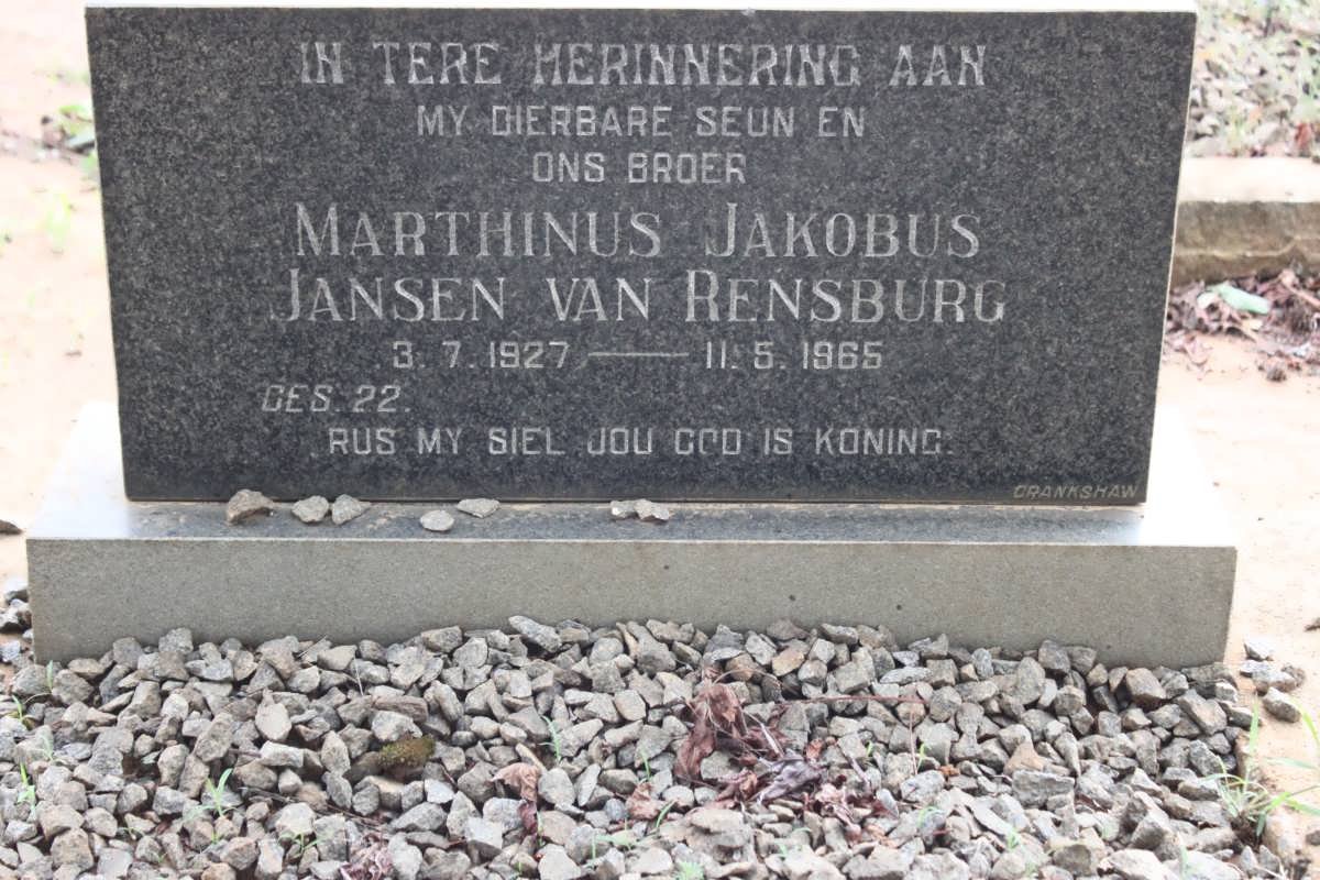 RENSBURG Marthinus Jakobus, Jansen van 1927-1965