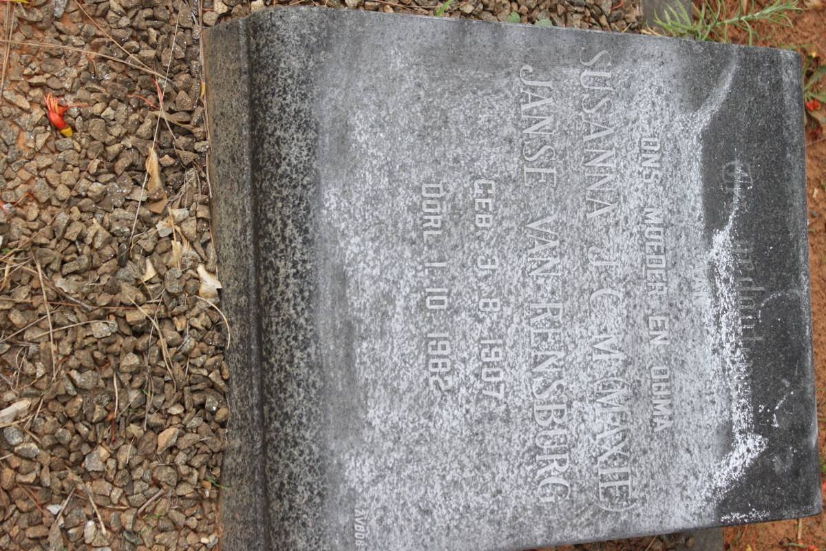 RENSBURG Susanna J.C.M., Janse van 1907-1982