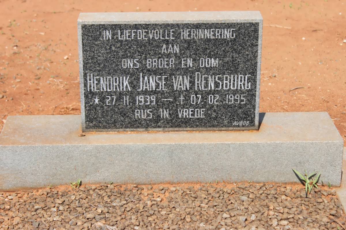 RENSBURG Hendrik, Janse van 1939-1995