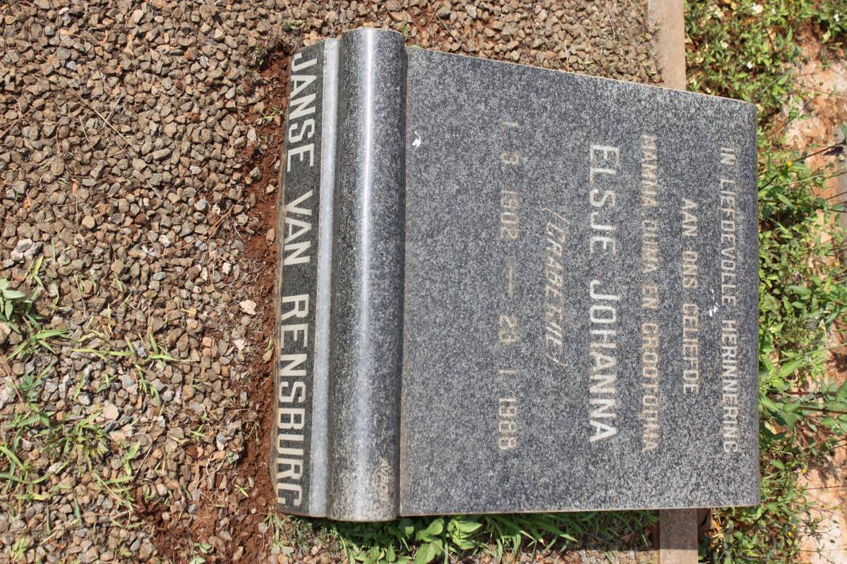 RENSBURG Elsje Johanna, Janse van 1902-1988