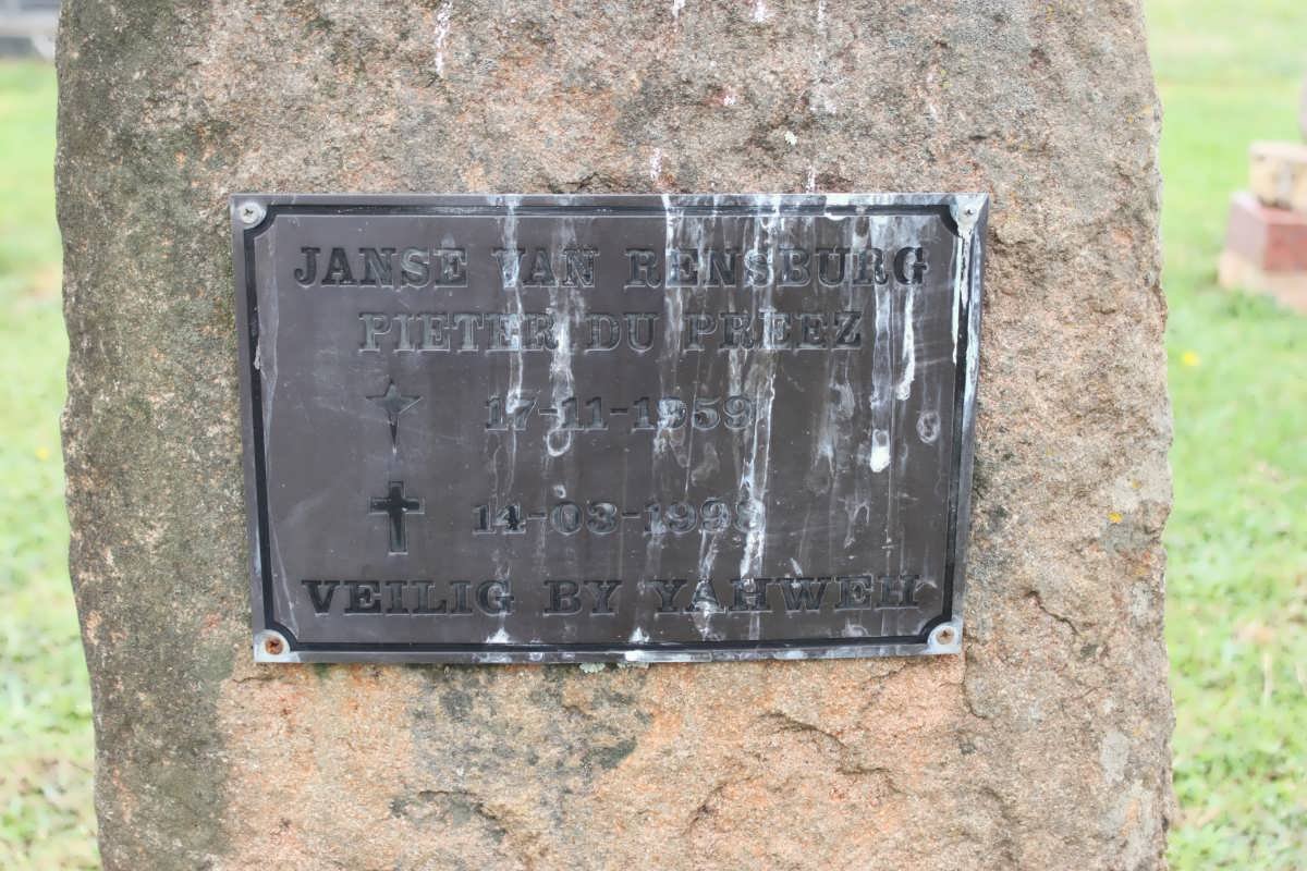 RENSBURG Pieter du Preez, Janse van 1959-1998