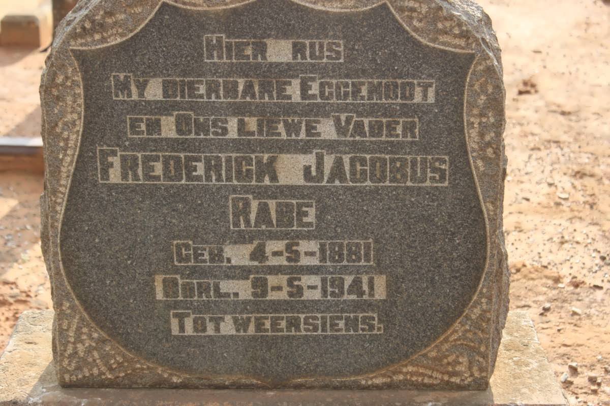 RABE Frederick Jacobus 1881-1941