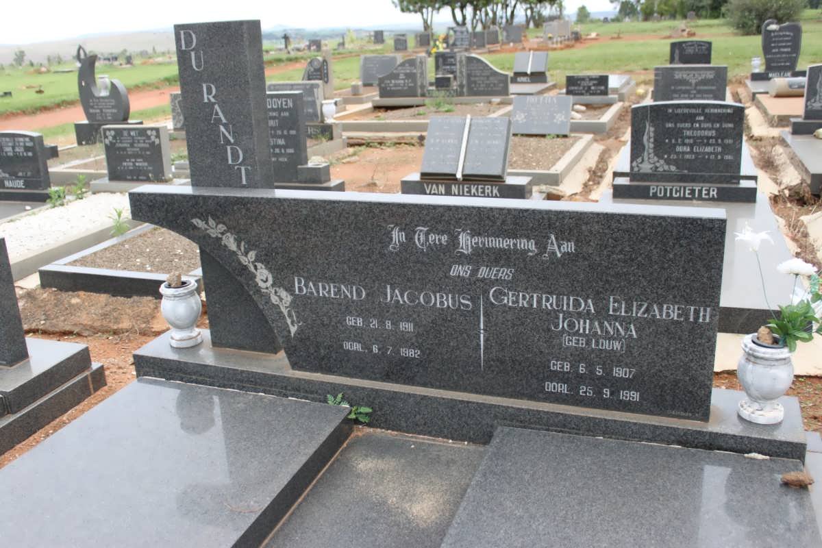 RANDT Barend Jacobus, du 1901-1982 &amp; Gertruida Elizabeth Johanna 1907-1991
